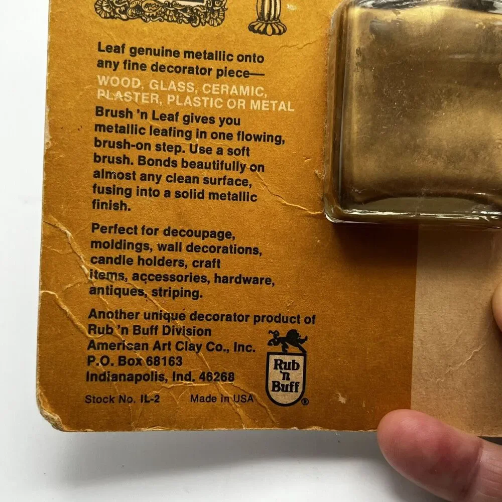 Vintage Brush N Leaf Antique Gold Metallic Paint 1 Oz Made In USA Rub N Buff NOS - Picture 15 of 16